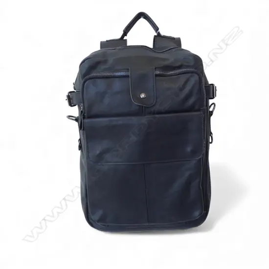 BLACK LEATHER BACKPACK H.390mm