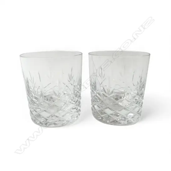 PAIR ROYAL DOULTON CRYSTAL DOUBLE OLD FASHIONED WHISKY TUMBLERS HEAVY, H.95MM D.85MM