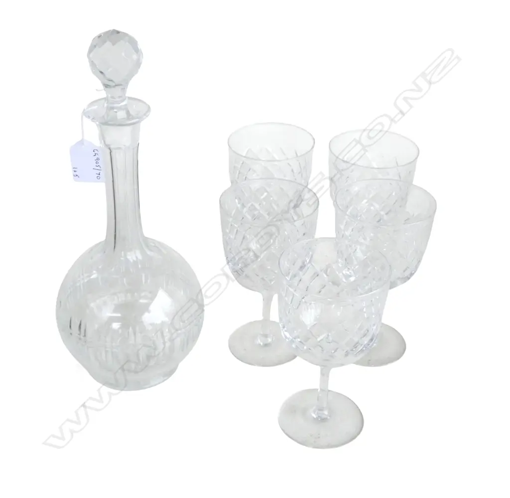5 TUDAR CRYSTAL WINE GLASSES  H150 & CRYSTAL DECANTER H300MM Image 1++