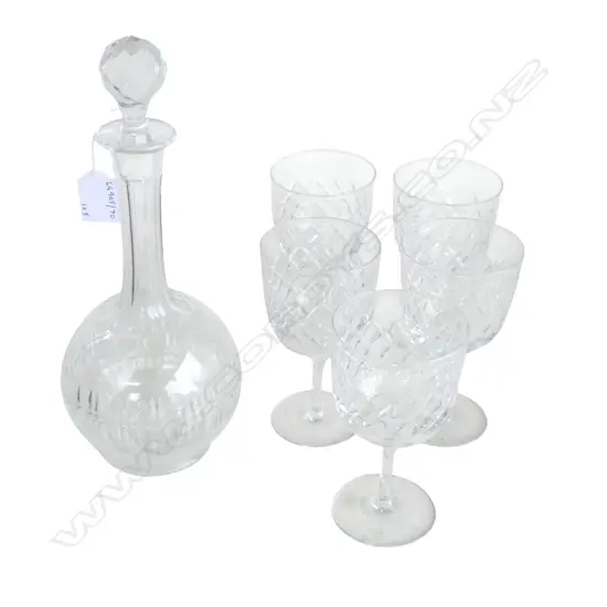 5 TUDAR CRYSTAL WINE GLASSES  H150 & CRYSTAL DECANTER H300MM