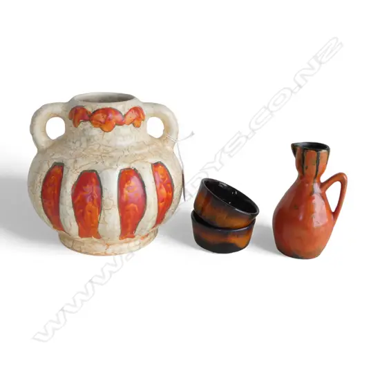 5PCS MID CENTURY BRIGHT GLAZED CHINA H160MM TALLEST