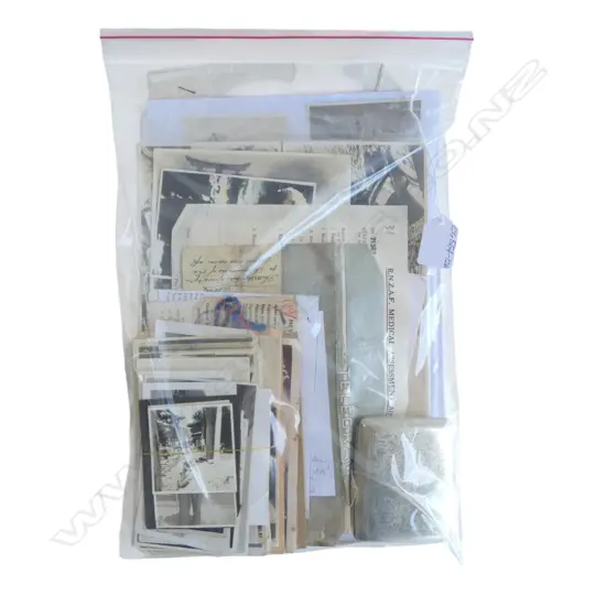 ARCHIVE WWII SERVICEMAN; INCLDS PHOTOS JAPAN POST BOMBING, ARMY VEHICLES, AIRFORCE PARAPHERNALIA & CIGARETTE CASE