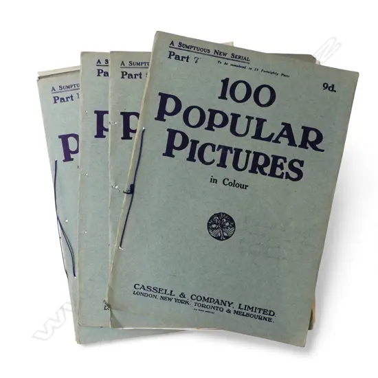 SIX ANTIQUE ‘100 POPULAR PICTURES IN COLOUR’ PARTS 7-12 FACSIMILE GALLERY REPRODUCTION PICTURES C.1910, L.388MM