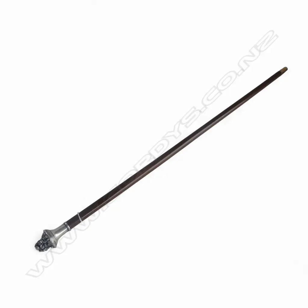 WALKING STICK WITH .800 SILVER NEPTUNE HEAD makers mark 'MA' H.900mm Image 1++