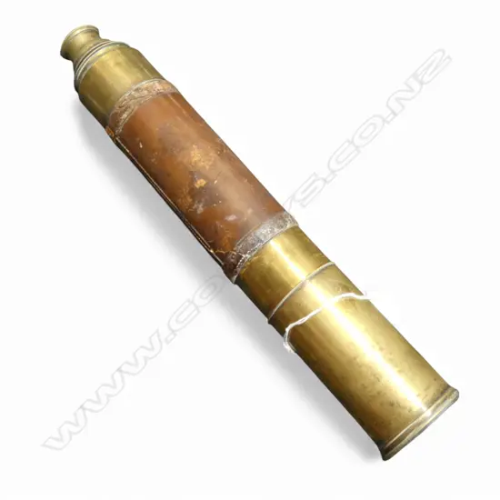 Victorian brass 2 draw telescope. Leather covered body. L.880mm extended