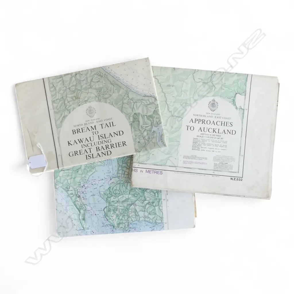 3 HYDROGRAPHIC SHEET MAPS; AUCKLAND APPROACHES Image 1++