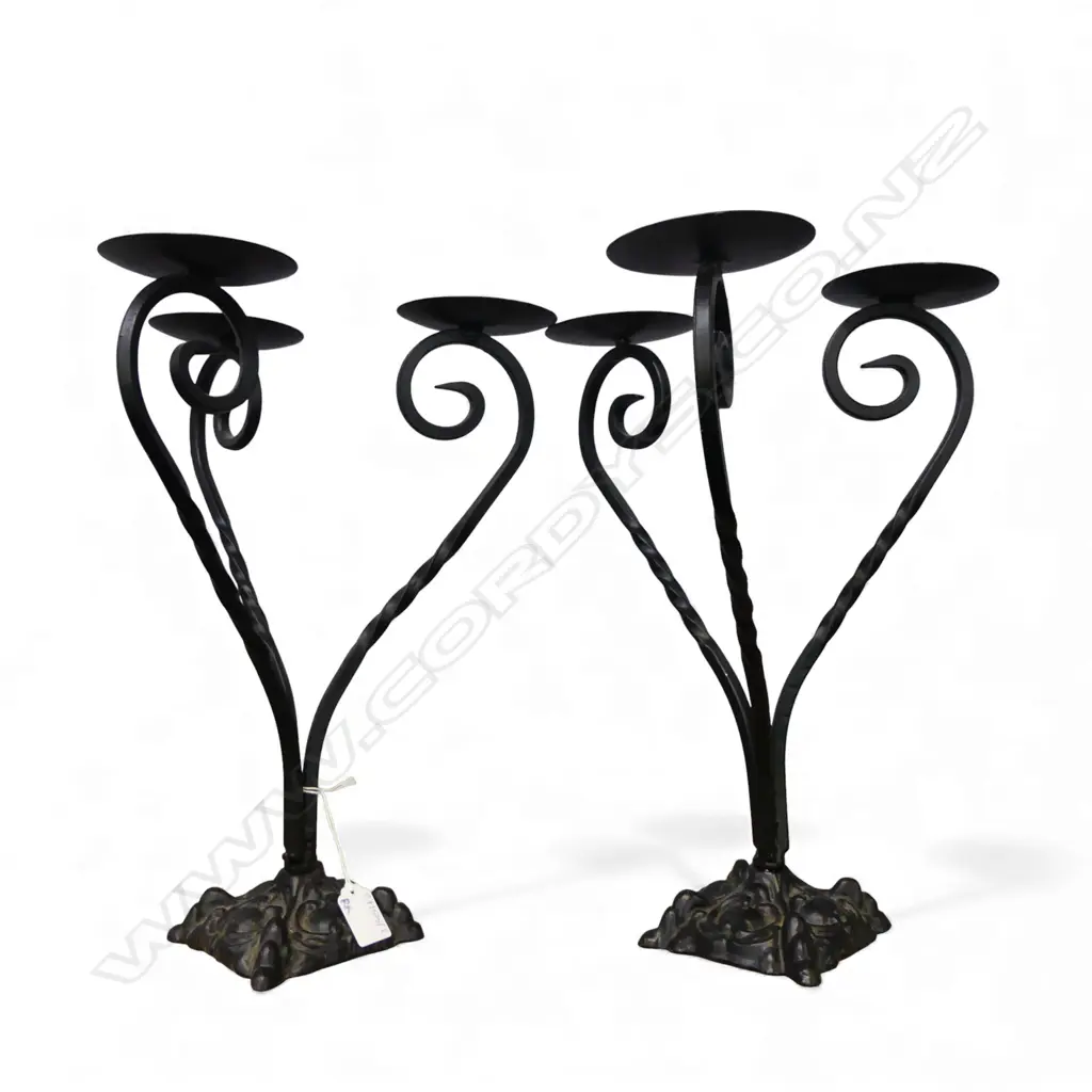 PR BLACK METAL CANDLE HOLDERS H.370mm Image 1++