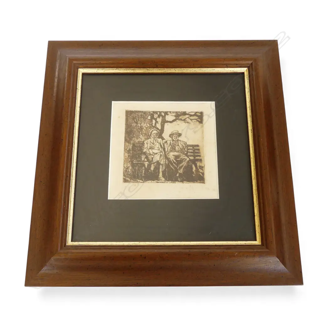 THE BENCH, FRAMED ETCHING PRINT NUMBER 15/80 , SIGNED, 120 X 120MM Image 1++