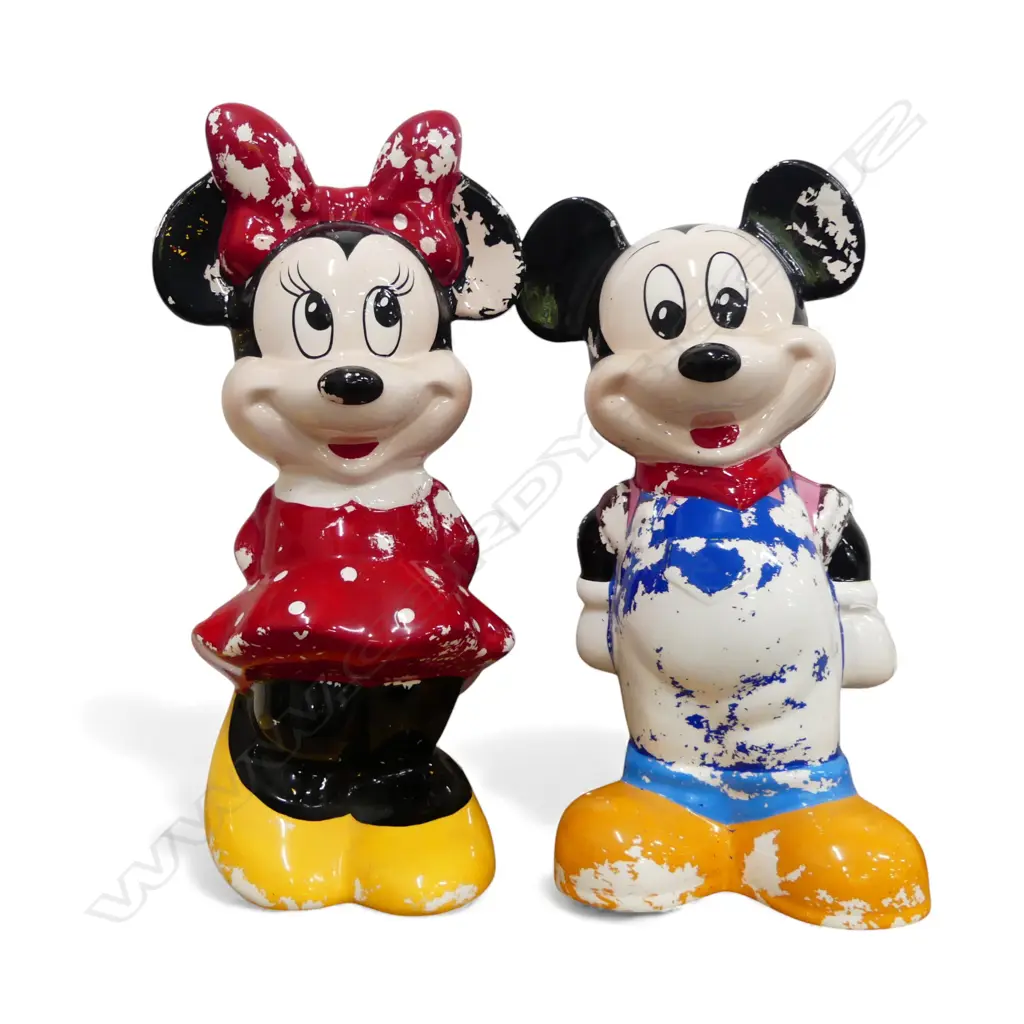 PR CERAMIC FIGURES MIKEY & MINI MOUSE  DISNEY FIGURES SOME PAINT DISTRESS H390MM Image 1++