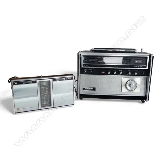 2 VINTAGE RADIOS; SONY EARTH-ORBITER W.350mm, NATIONAL PANASONIC