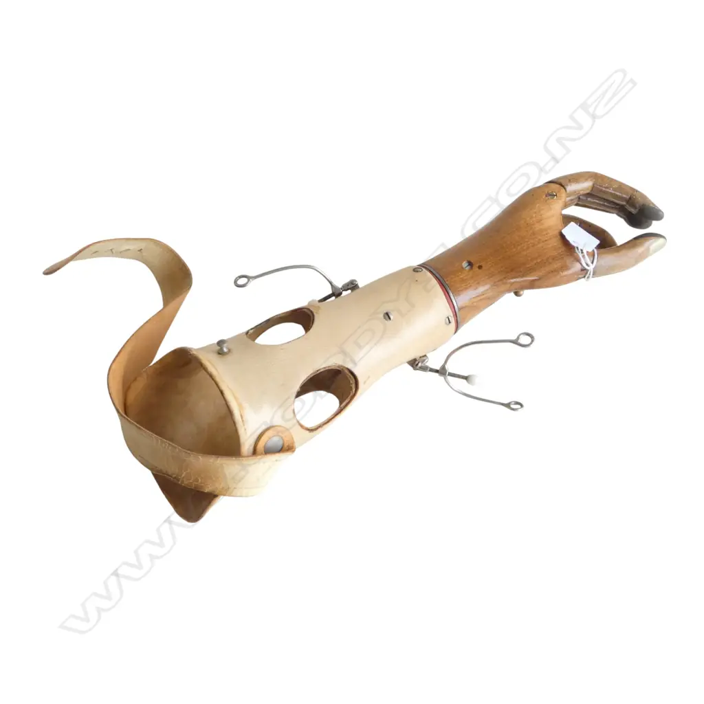 VINTAGE WOODEN ARTICULATED PROSTHETIC HAND L.420mm Image 1++