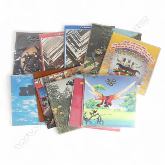 12 1970's etc LP RECORDS: BEATLES + 10cc + DIRE STRAITS ETC