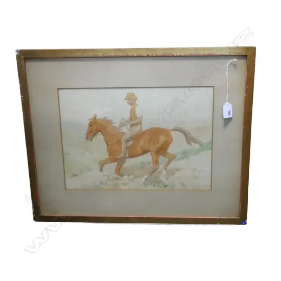 MAN ON HORSE WC 'WITH THE DEVON-SOMERSET AUG 8 1913 A.G.H.' 260x370mm