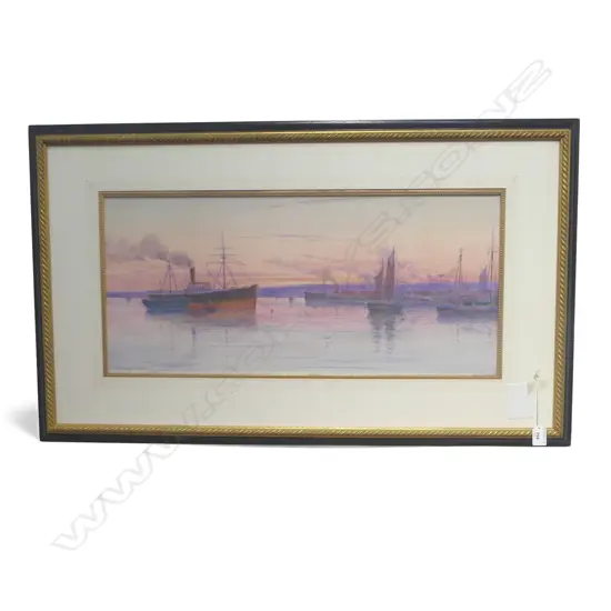 WILLIAM MENZIES GIBB, PORT CHALMERS, SIGNED & DATED 1904, WATERCOLOUR, 320x700mm
