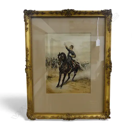 ALMA MULLER, SOLDIER / OFFICER ON HORSEBACK, WC 330x240mm