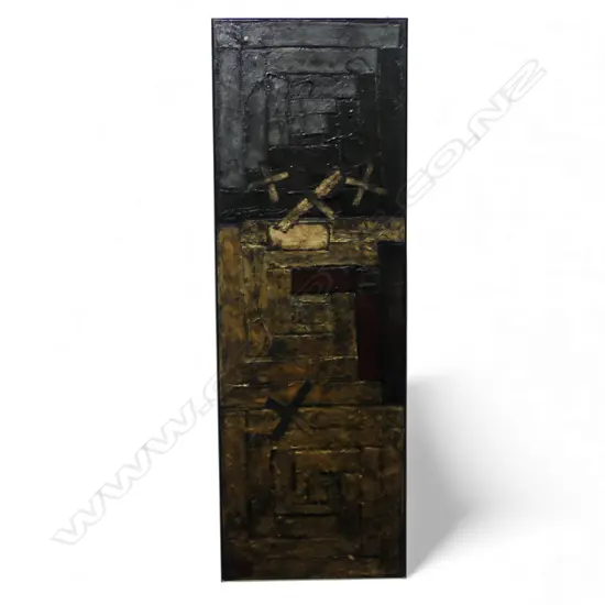 GAIL GAULDIE (Wellington) EARLY SETTLERS, MIXED MEDIA ON CANVAS, SIGNED & DATED 2009, 1220x450mm...