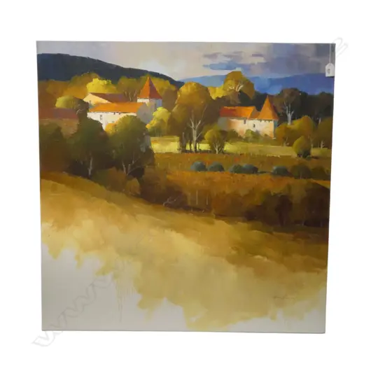 WAYNE SINCLAIR 'DORDOGNE HAMLET' OIL ON CANVAS, SIGNED 835x840mm