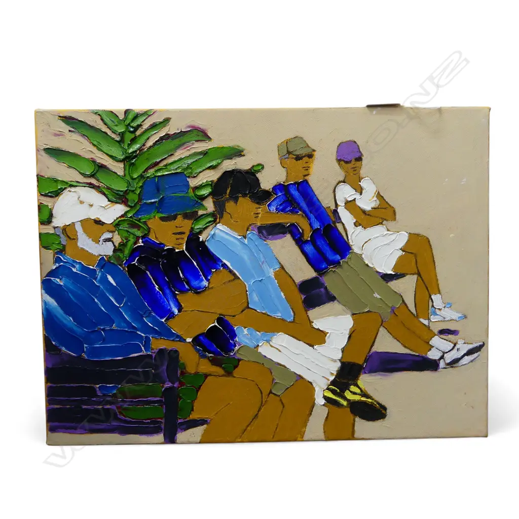 HOLLY BAZETT, THE BENCH I, OIL ON CANVAS, SIGNED & DATED 2015, 305x405mm Image 1++
