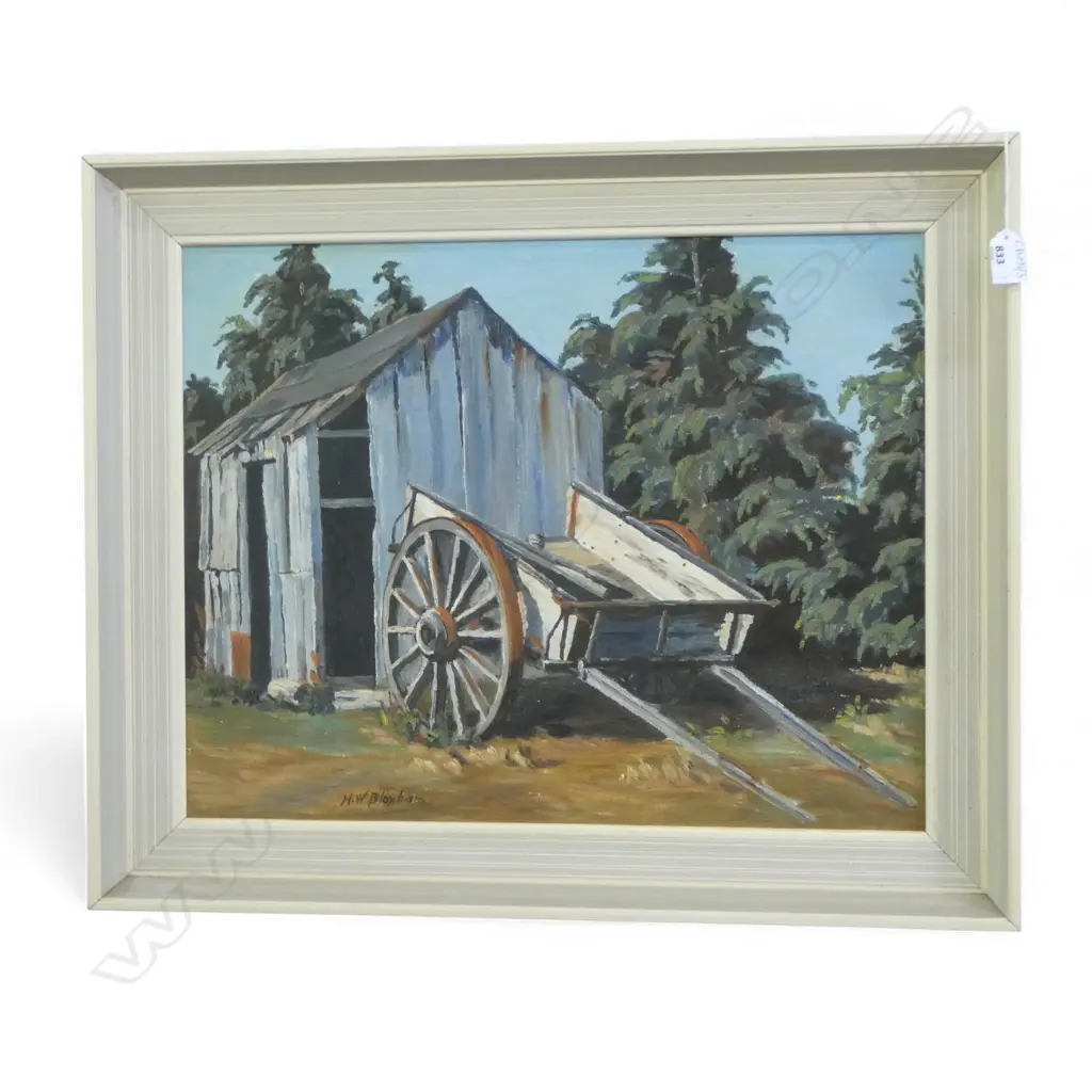 H. W. BLOXHAM 'THE DRAY' OIL ON BOARD 415x530mm Image 1++
