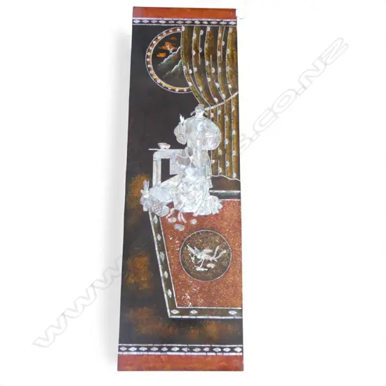 ORIENTAL LACQUER PANEL w. MoP INLAY 975x300mm