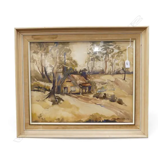 W/C COTTAGE IN BUSH SIGNED MAVIS ATWELL H380 W500MM