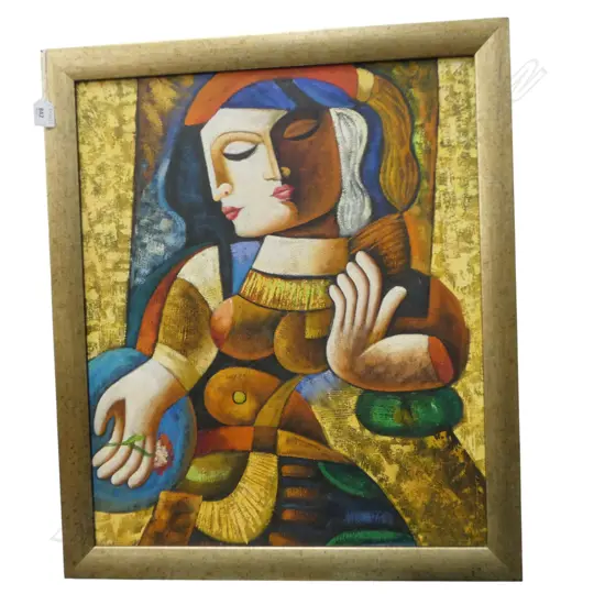 RON BERKOVIL (ISRAEL) 'TWO FACE' ACYRLIC ON BOARD 605x500mm 