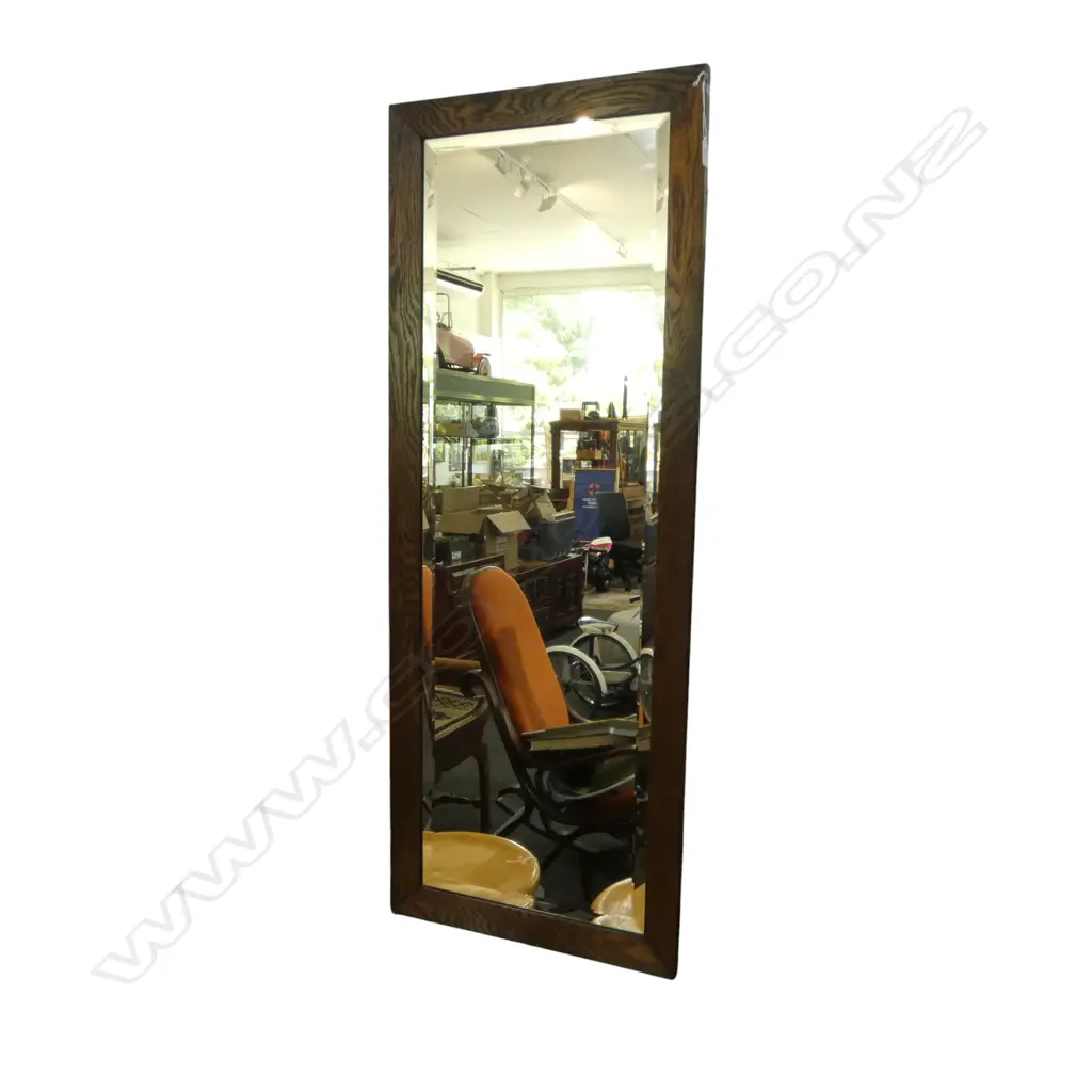 ANTIQUE DRESSING MIRROR, OAK FRAME 1235x470m Image 1++