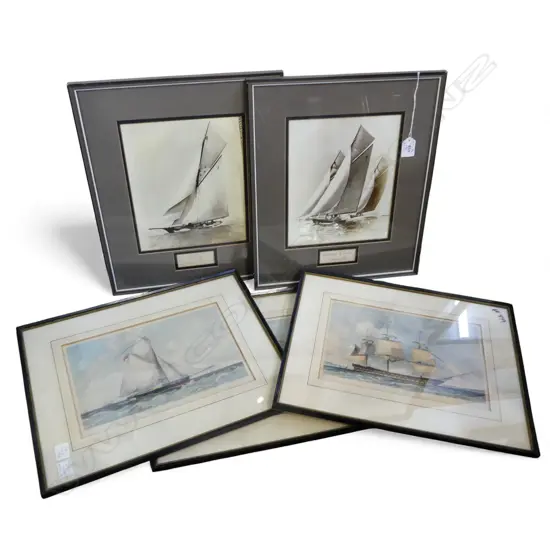 5 NAUTICAL PRINTS; PR EARLY 20thC COLES PHOTOGRAPHS 240x195mm, 3 PRINTS 