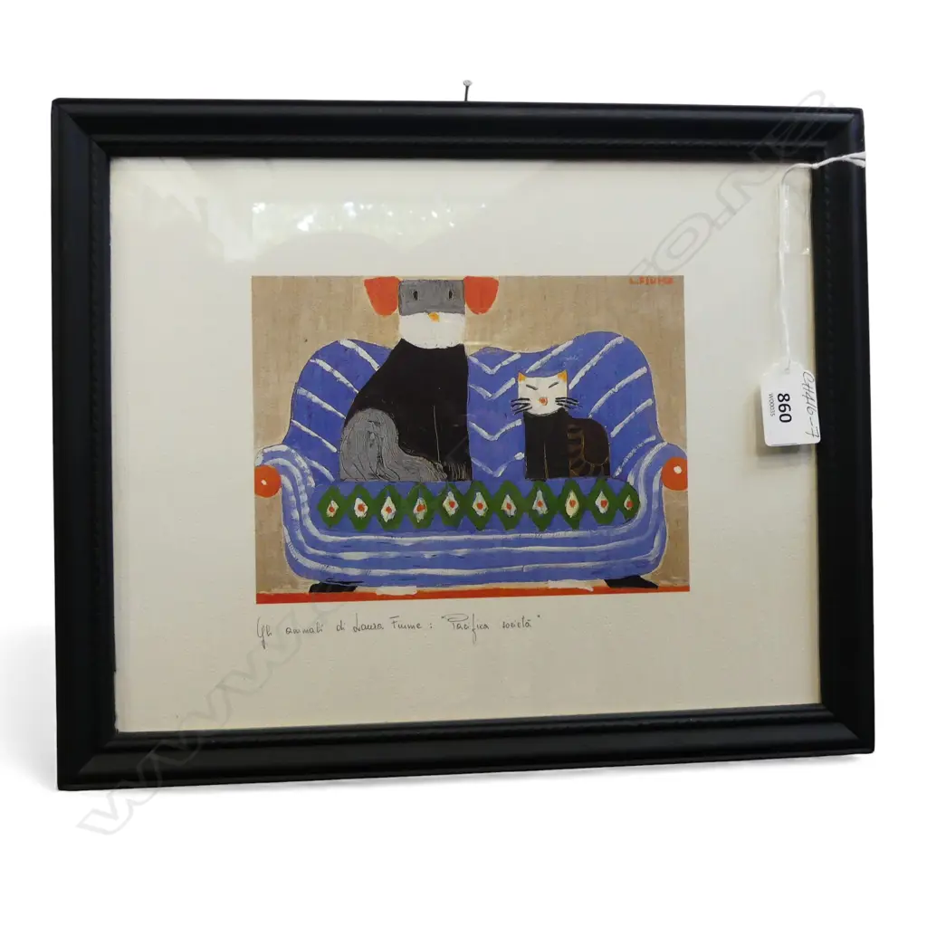 DIGITAL PRINT 'Dog & Cat on Sofa', 270 x 330mm Image 1++