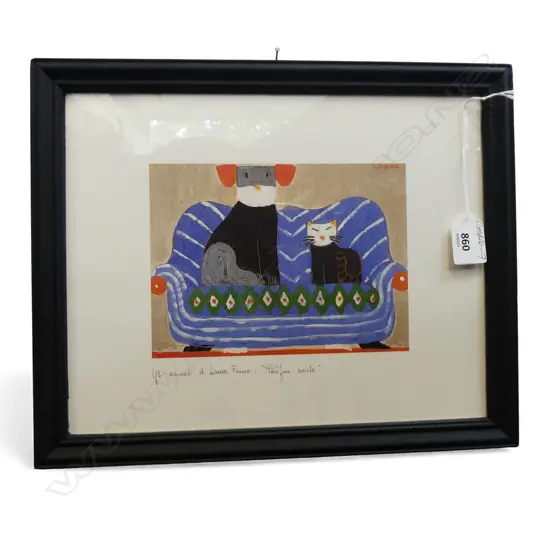 DIGITAL PRINT 'Dog & Cat on Sofa', 270 x 330mm