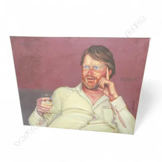 JOHN ANDREW (b. 1948), PORTRAIT OF PETER BROWN (SELINVS), OIL ON CANVAS, 820x1020mm, SIGNED & DATED '82