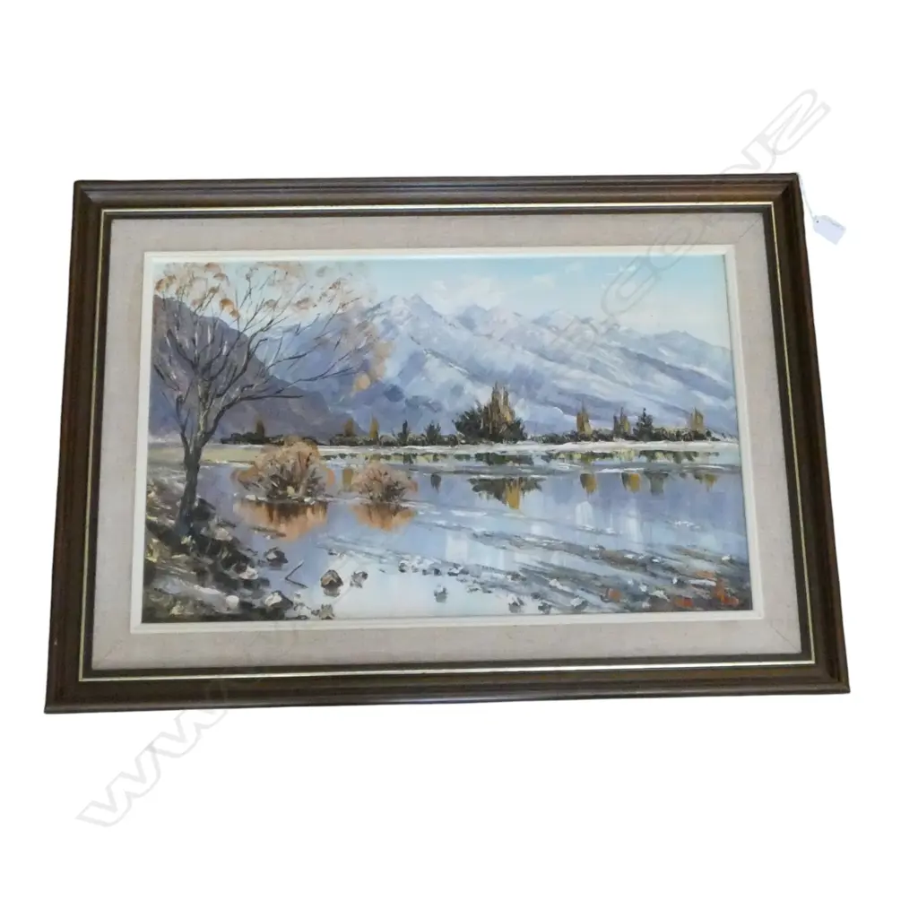 PETER LONG 'STILL WATERS IN THE HAAST PASS' OIL ON BOARD, SIGNED 370x585mm  Image 1++