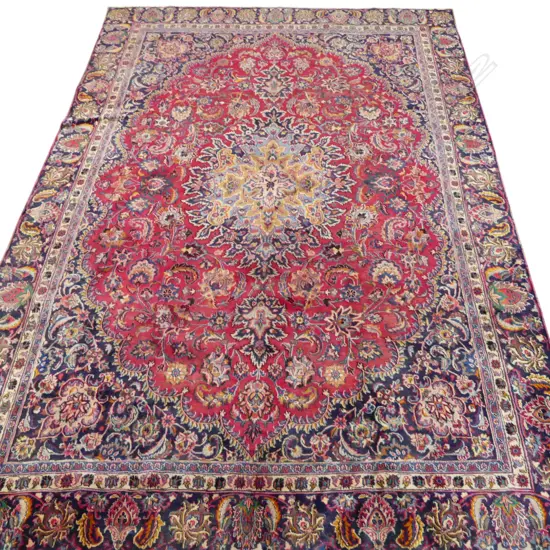 LARGE PERSIAN HAND KNOTTED WOOL PILE CARPET curvilinear design 3700x2570mm some wear