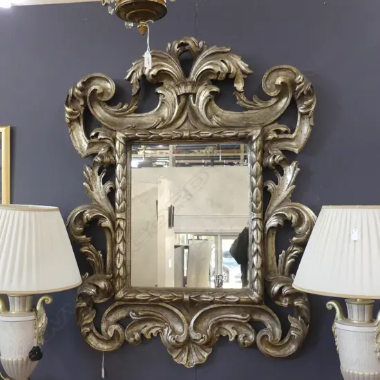 LG DECORATIVE SILVERED MOULDED FRENCH STYLE WALL MIRROR 1220 X 950MM