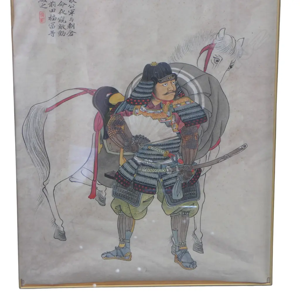 WATERCOLOUR PAINTING OF SAMURAI DAIMYO SASSA NARIMASA 1536~1588 H610MM Image 1++