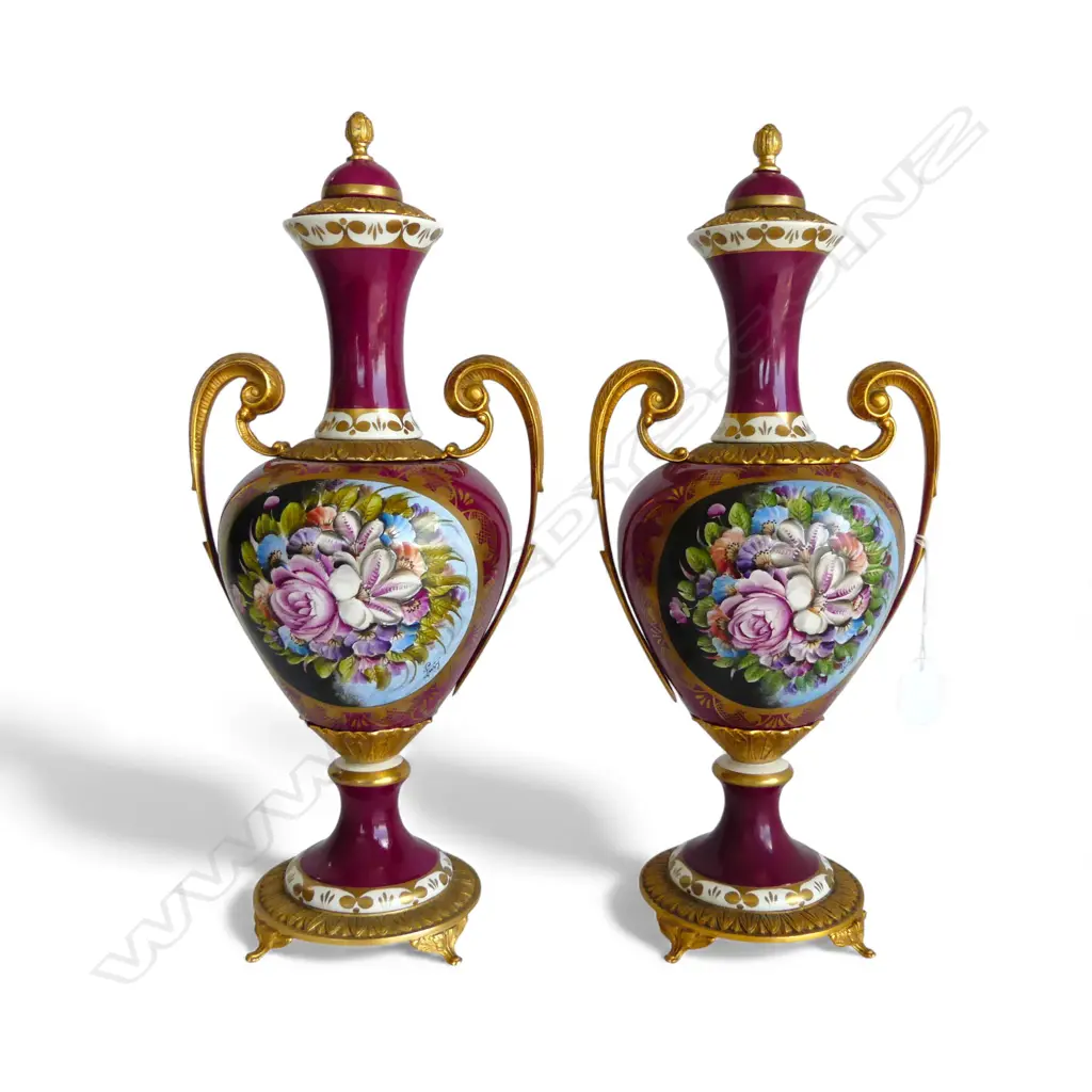 PR URNS, HAND PAINTED FLORAL DECORTION, SIGNED H.445mm Image 1++