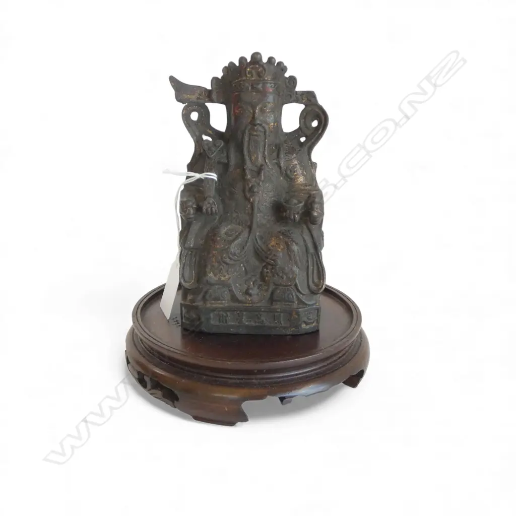 CHINESE METAL SEATED FIGURE H.155mm ON STAND Image 1++