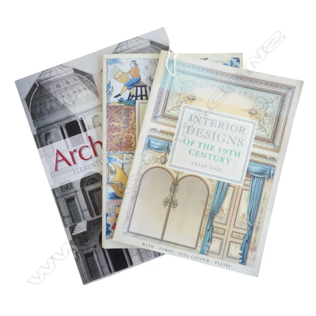 3 BOOKS; ARCHITECTURA, INTERIOR DESIGN OF THE 19thC, DECORATIVE TILES Image 1++