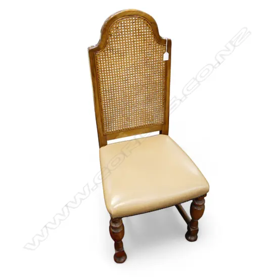 Cane back chair with leather seat H.1070mm
