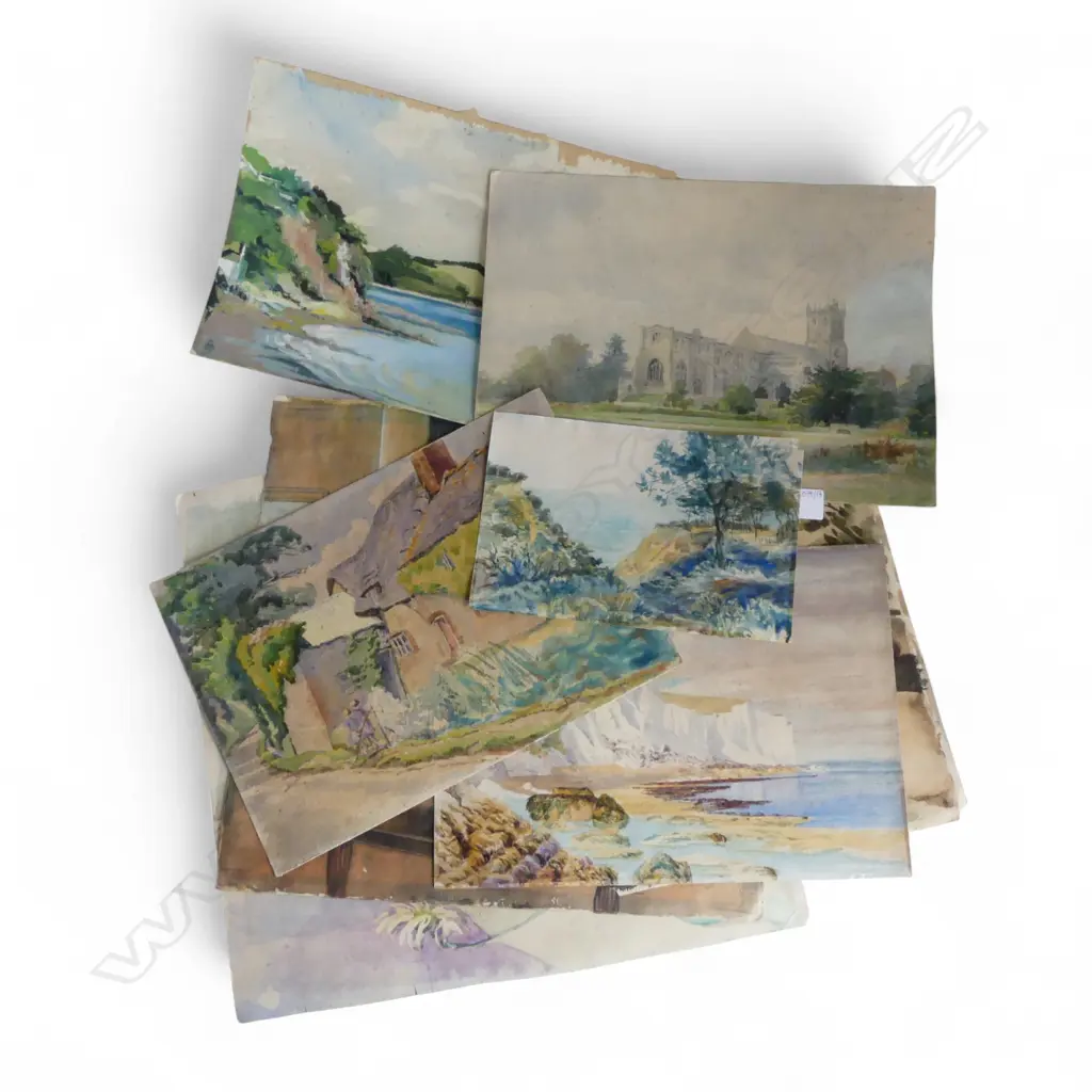 10 ASST. ARTWORKS; 8 WCs, 2 PRINTS INCL. A MAY SMITH, FRANCES M. BLAIR, R. SINCLAIR ETC Image 1++