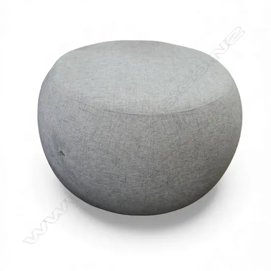 MODERN POUF; GREY UPHOLSTERY 820mm dia