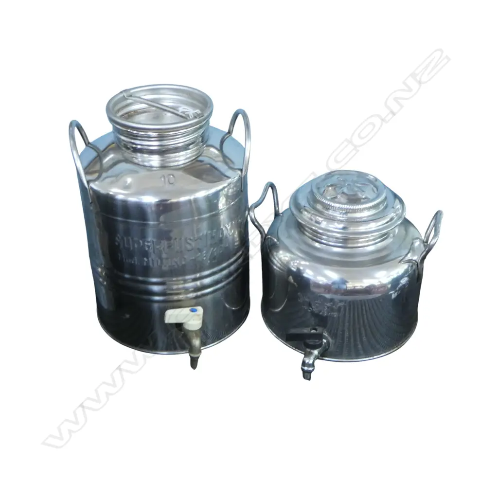 2 VINTAGE STAINLESS STEEL OLIVE OIL DISPENSERS H.325mm Image 1++