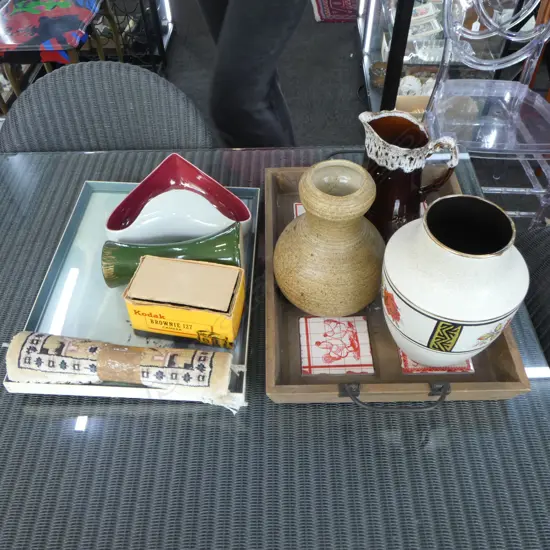 ASST. VASES, VERNON WARD PRINT, TRAY ETC