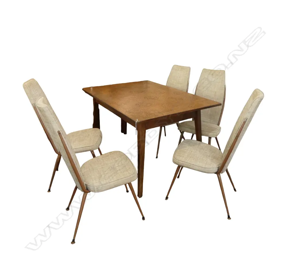 RETRO COPPER TOP DINING TABLE 1295x900mm + 2 385mm LEAVES & 6 CHAIRS Image 1++