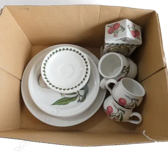 BOX of PORTMERION CHINA: plates clock cups