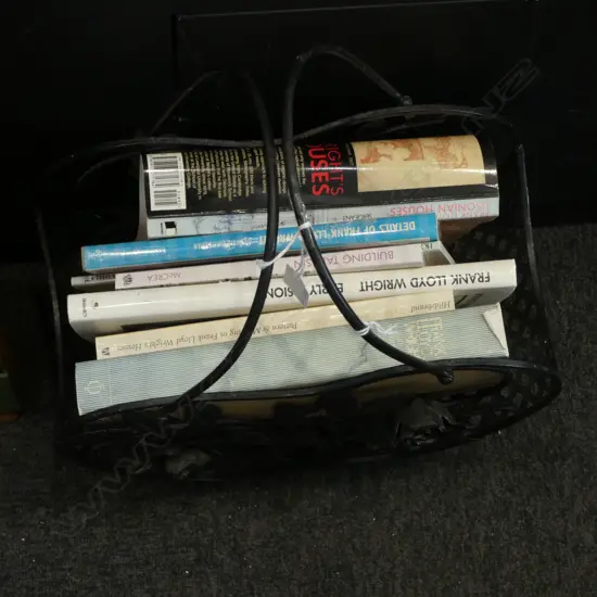 METAL BOOK BASKET H460MM & FRANK LLOYD REF BOOKS