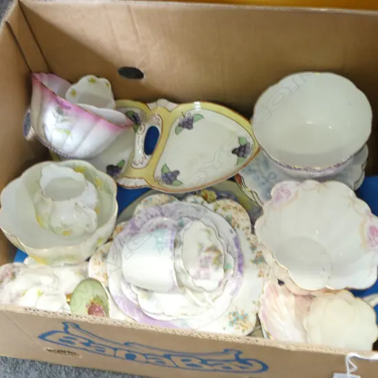 BOX LOT PART TEASETS PLATES BOWLS ETC