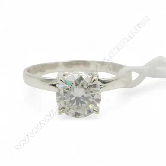 SILVER MOISSANTE RING APPROX. 1.2ct  size Q