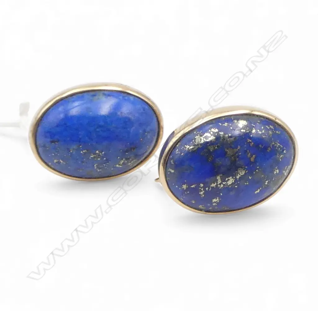 PR 9ct LAPIS LAZULI EARRINGS H.18mm 9.73gms Image 1++
