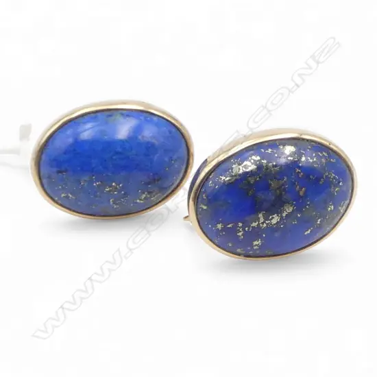 PR 9ct LAPIS LAZULI EARRINGS H.18mm 9.73gms